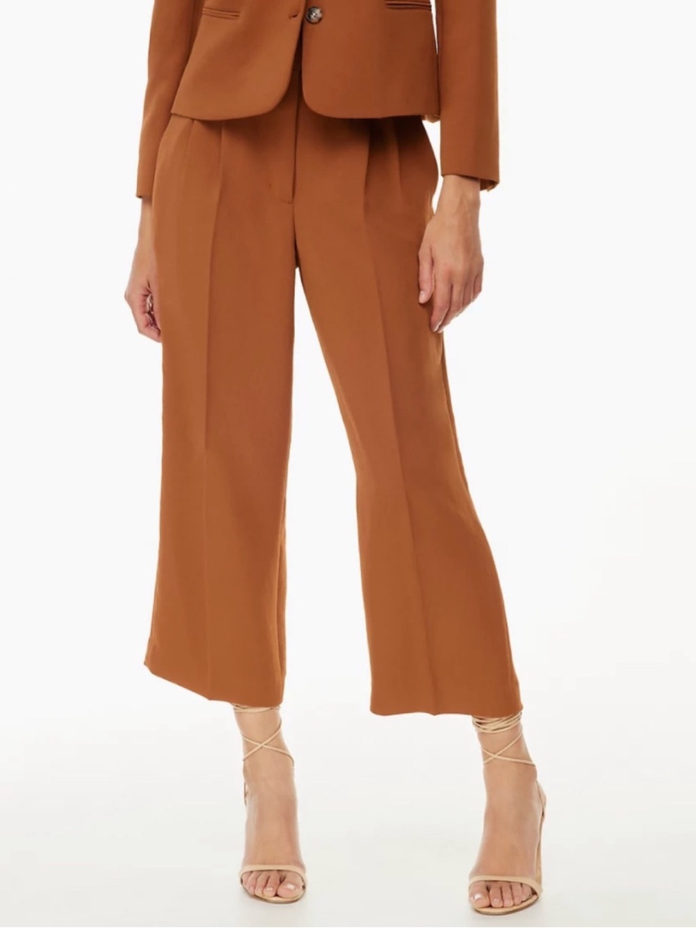 Wilfred Rust Brown Wide-Leg Cropped Trousers